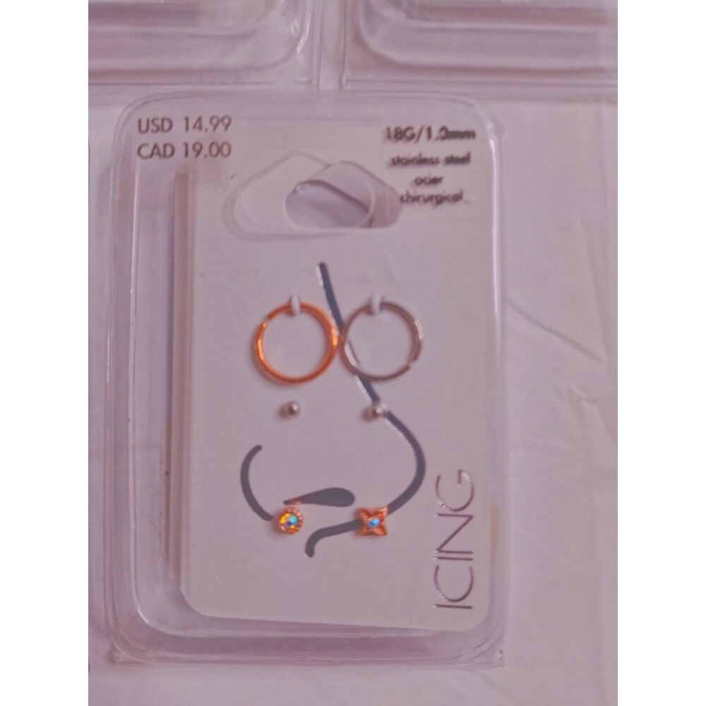 Claire's Icing Lot of 5 New Packages Body Jewelry for Nose Hoops Studs Variety - Picture 7 of 11
